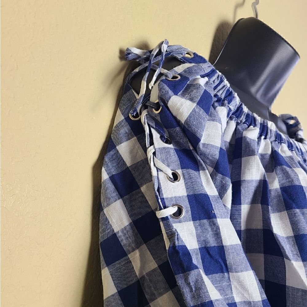 NWT LF Three Days Off Shoulder Gingham Top - Picture 3 of 8